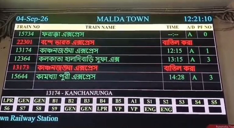 ফারাক্কায় রেললাইনে ধসের জেরে বাতিল বহু ট্রেন, বাসের জন্য হুড়োহুড়ি
